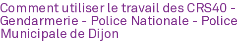 Rubrique Comment utiliser le travail des CRS40 - Gendarmerie - Police Nationale - Police Municipale de Dijon